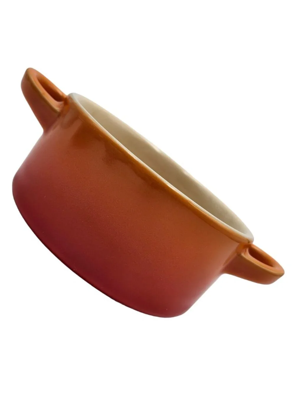 Le Creuset Stoneware Petite Round Casserole Dish 16oz Flame Orange No Lid Second